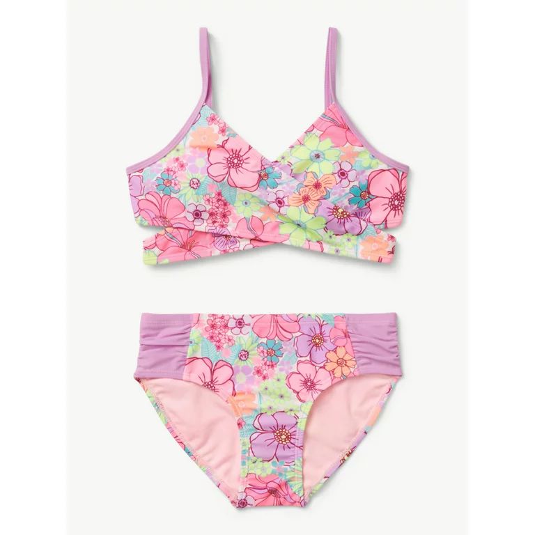 Justice Girls Beach X Bikini Floral Swimsuit, Sizes 5-18 | Walmart (US)