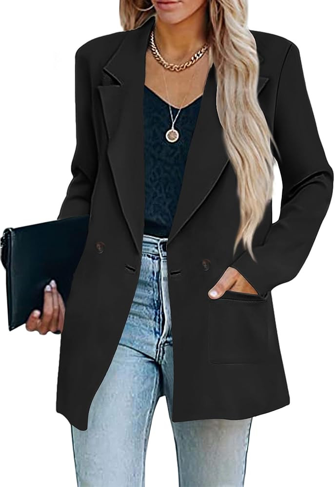 Womens Casual Blazers Oversized Open Front Cardigan Long Sleeve Work Office Blazer Jackets S-XXL | Amazon (US)