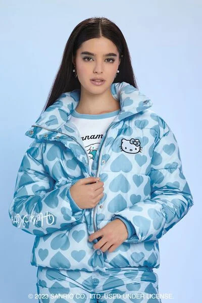 Hello Kitty Heart Print Puffer Jacket | Forever 21 | Forever 21 (US)