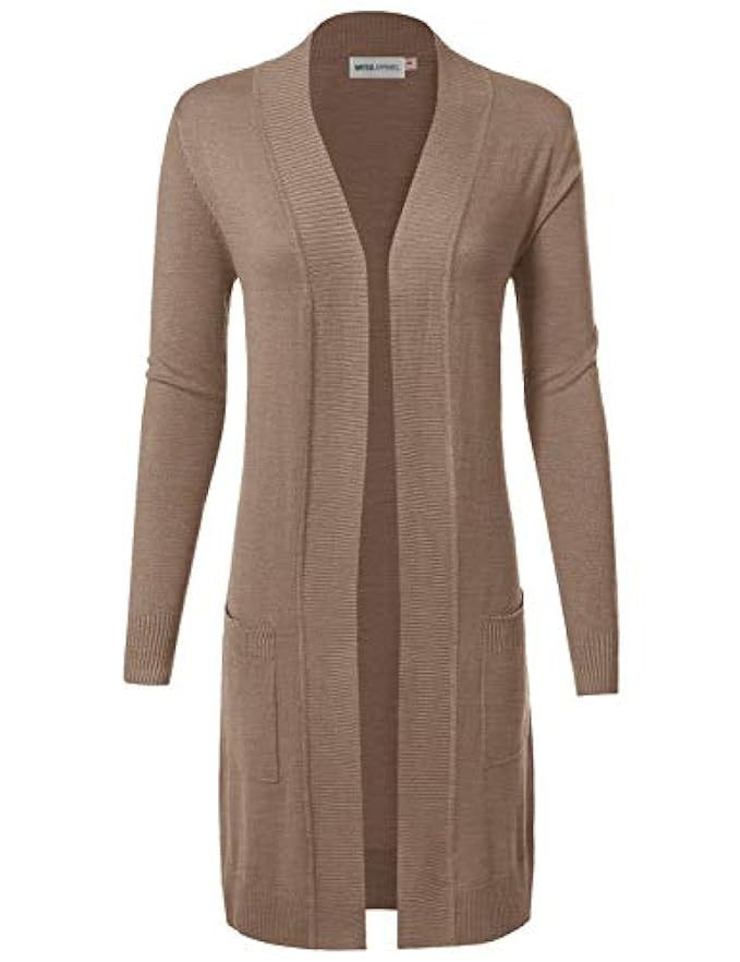 MAYSIX APPAREL Long Sleeve Long Line Knit Sweater Open Front Cardigan W/Pocket for Women (S-XL) | Amazon (US)