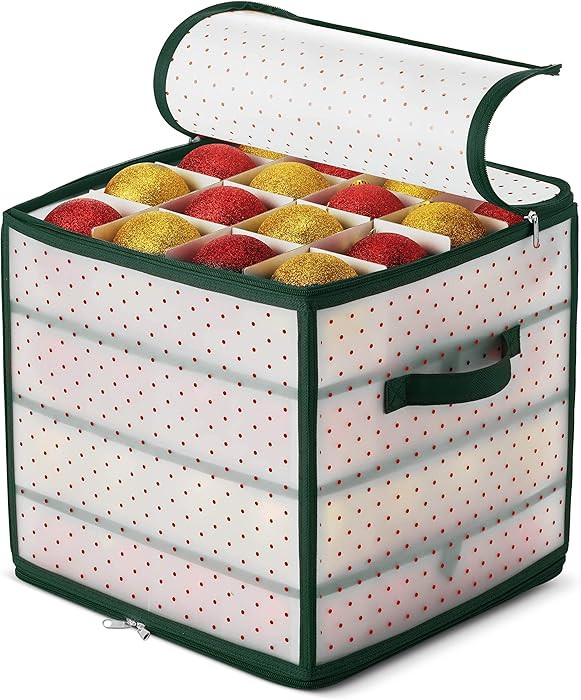 ZOBER Christmas Ornament Storage Box Plastic - Stores 64 3" Ornaments with Individual Trays - Orn... | Amazon (US)
