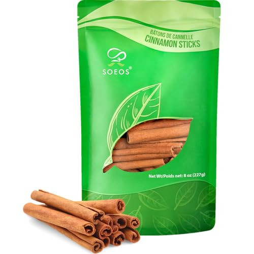 Soeos Cinnamon Sticks, 8 oz (227g), Cassia Cinnamon Sticks, Strong Aroma, 2.75" Length, 100% Raw Cinnamon, Perfect for Baking, Cooking, Beverages, Coffee, Tea and Mulled Wine | Amazon (US)
