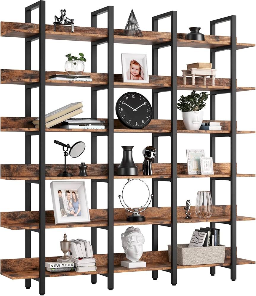 IRONCK Bookcase and Bookshelves Triple Wide 6-Tiers Large Open Shelves, Etagere Bookcases with Ba... | Amazon (US)