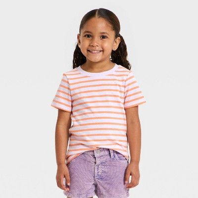 Toddler Girls' Short Sleeve Striped T-Shirt - Cat & Jack™ Light Purple 4T | Target