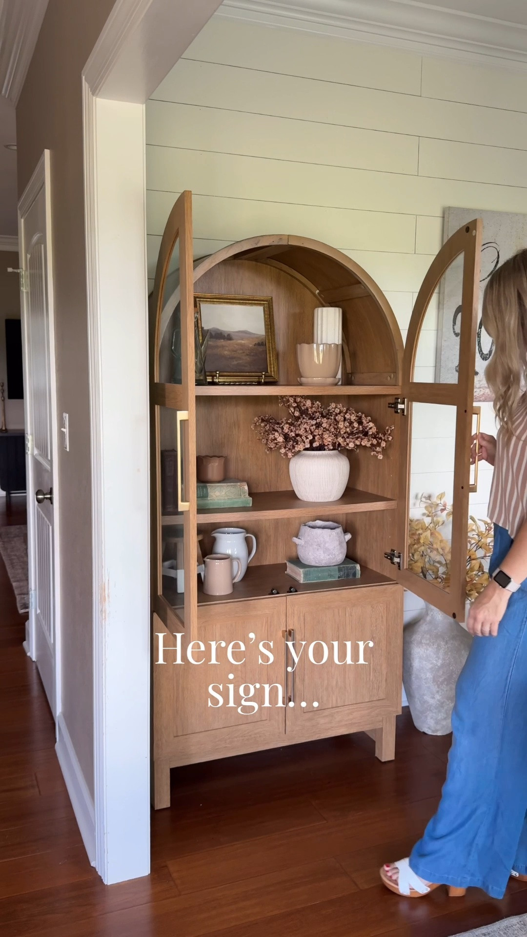 Here’s your sign! This Better Homes & Gardens arch cabinet is still one of my favorite purchases ever! 🤩 #walmartpartner Grab one now so you can decorate it for fall & Christmas!

#LTKSeasonal #LTKHome