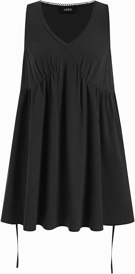 CIDER Women's Sleeveless V Neck Dress with Pockets Casual Loose Fit Mini Dress Going Out Summer O... | Amazon (US)
