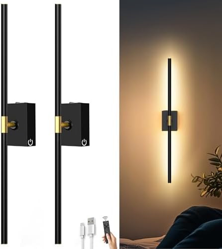 Battery Operated Wall Sconces Set of 2: 10000mAh Rechargeable Wall Lights with Remote Control, 36... | Amazon (US)