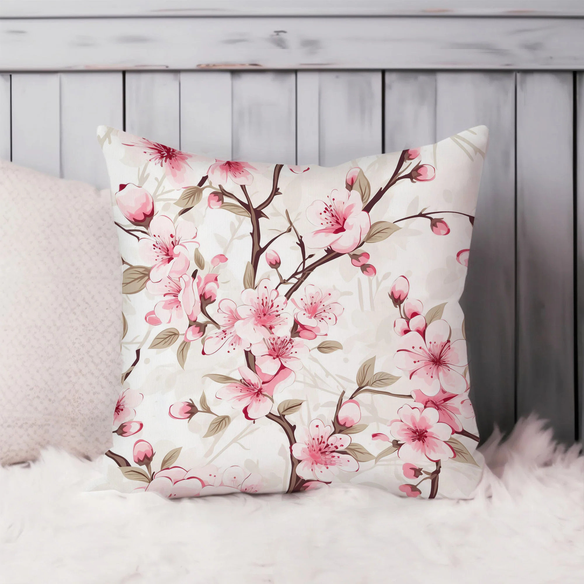 Floral Japanese Cherry Blossom Flowers Sakura III Pillow Cover | Wayfair North America