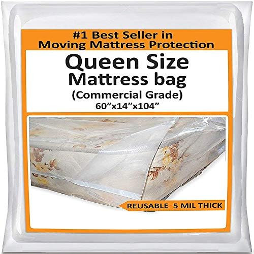 Mattress Bags for Moving Queen -Mattress Storage Bag - 5 Mil Heavy-Duty - Thick Plastic Bed Mattress | Amazon (US)