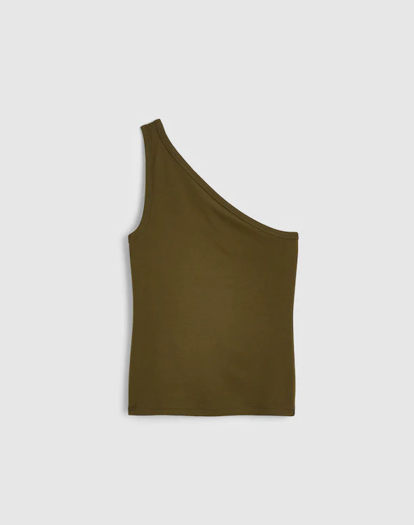 The '90s One-Shoulder Tank in Compact Cotton | Madewell