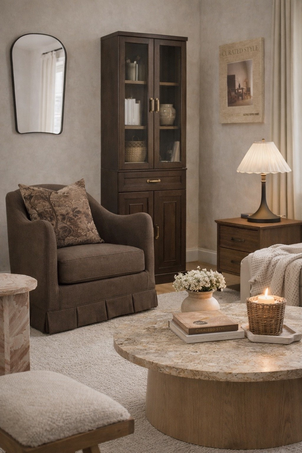 These are the pieces that make a space feel collected, not just decorated 🤎

Rich wood tones, soft textures, and those timeless accents (that lamp + cabinet combo 😮‍🔥) bring so much warmth without trying too hard.

It’s cozy, layered, and the kind of look that never goes out of style ✨

#homedecorfinds #warminteriors #cozyhomevibes #neutralstyling #collectedhome

#LTKHome #LTKSaleAlert #LTKSeasonal