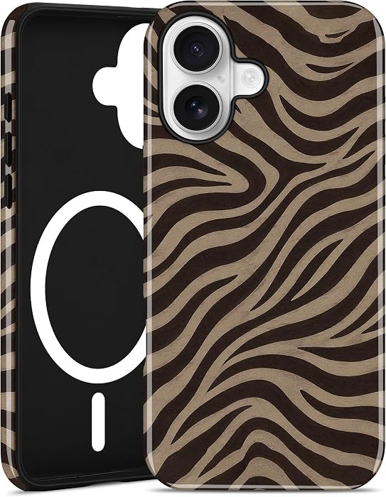 Magnetic Zebra Phone Case for iPhone 17 Pro Max,Coffee | Amazon (US)