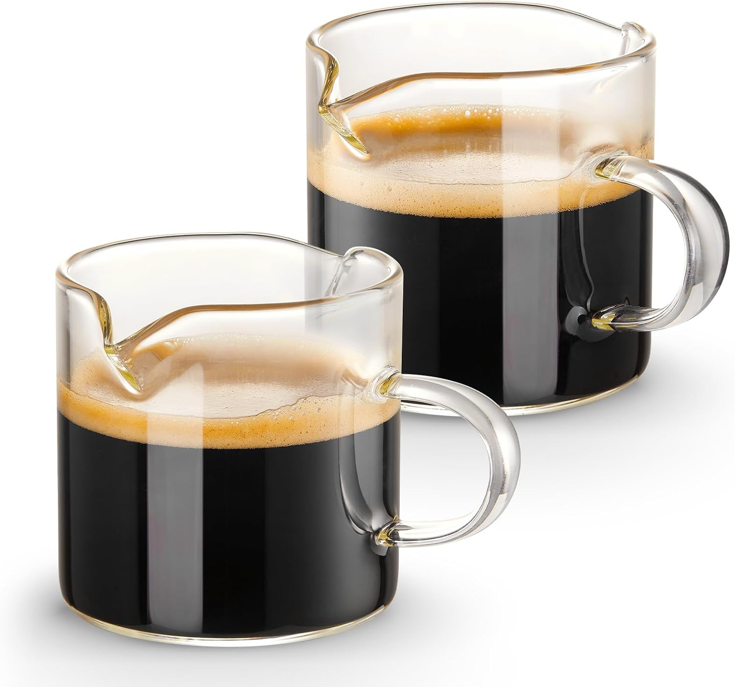 Qipecedm Espresso Cups Set of 2, 4 OZ Double Spouts Cups, Espresso Shot Glasses, Milk Cup with Handle, Clear Glass, Espresso Accessories for Espresso Machine | Amazon (US)