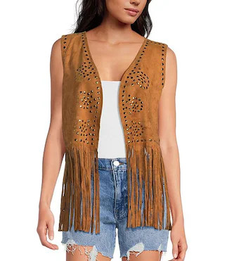 Anna & Ava Studded Western Suede Fringe Vest | Dillard's | Dillard's