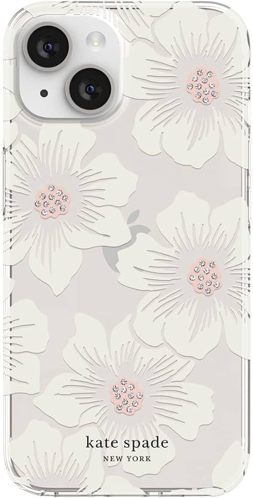 Kate Spade New York Protective Hardshell Case Compatible with Apple iPhone 14 - Hollyhock Floral Cle | Amazon (US)