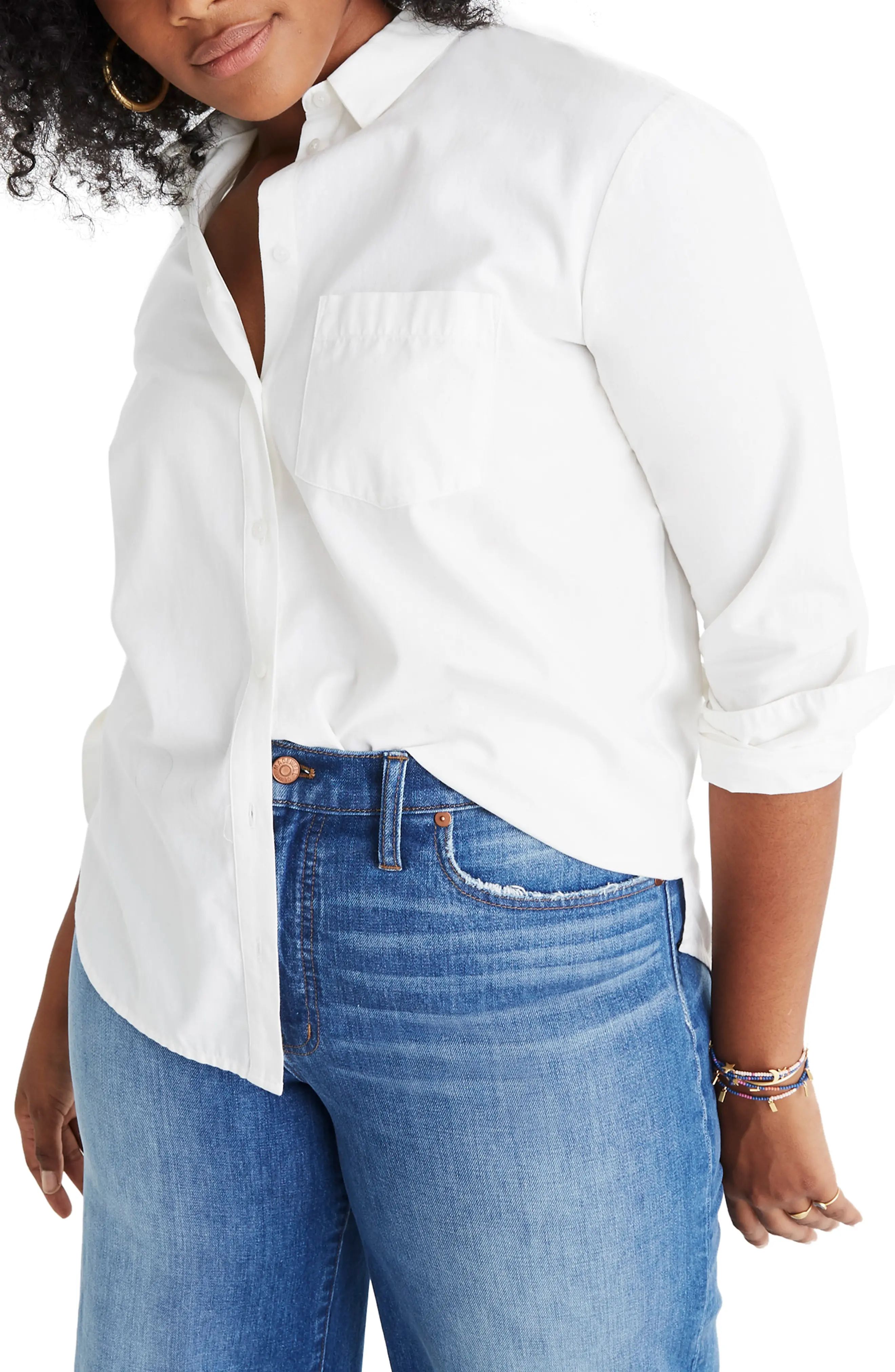 Women's Madewell Drapey Oversize Boyshirt, Size X-Small - White | Nordstrom