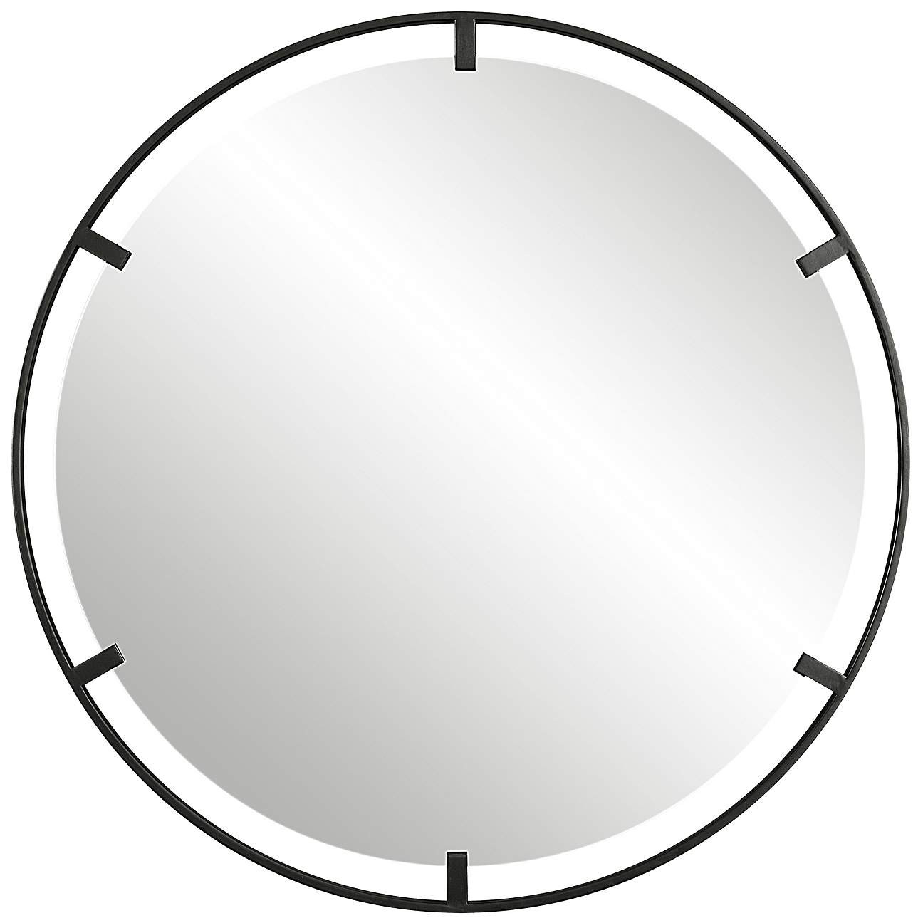 Uttermost Cashel Satin Black 34" Round Wall Mirror | Lamps Plus