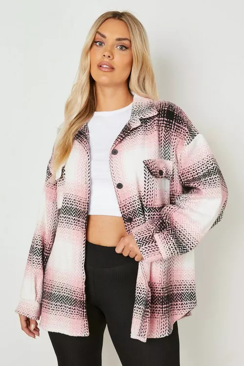 Plus Checked Shacket | Boohoo.com (US & CA)