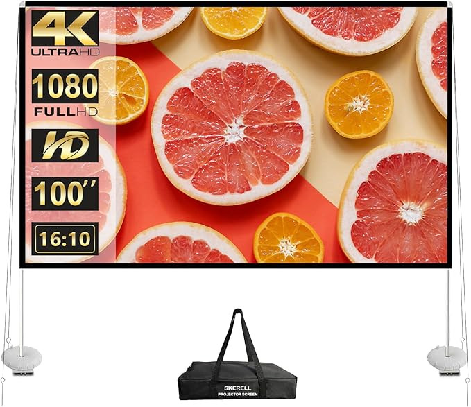 Outdoor Projector Screen with Stand 100 Inch: Portable Projection Screen 16:10 4K HD Outdoor Movi... | Amazon (US)
