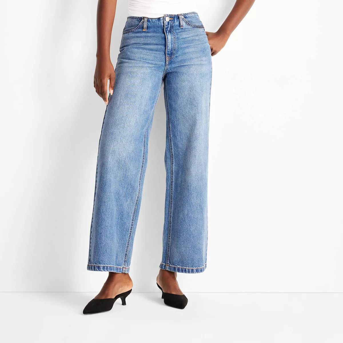 Women's Mid-Rise Wide Leg Jeans - Future Collective Medium Wash | Target