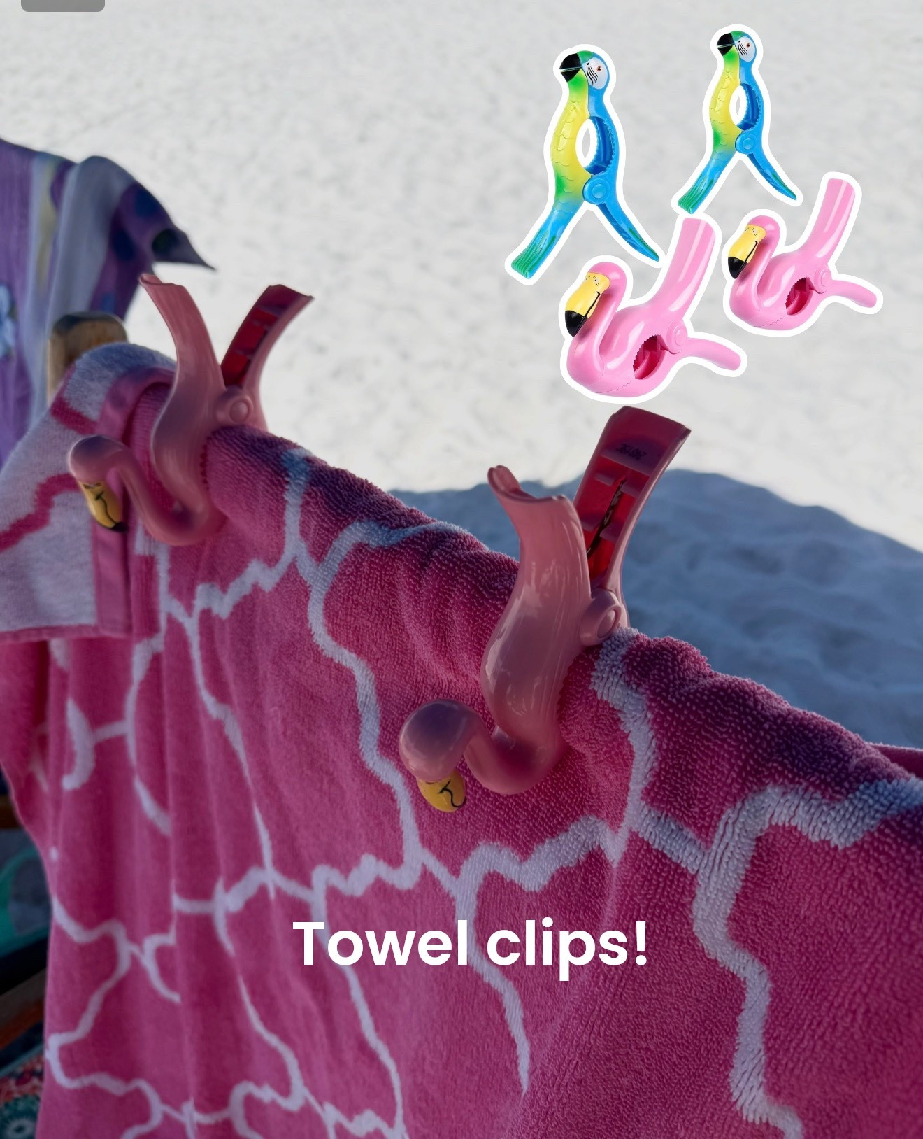 Towel clips to keep your towel from falling down into your beach chair 

#LTKmomlife #LTKTravel #LTKSwim