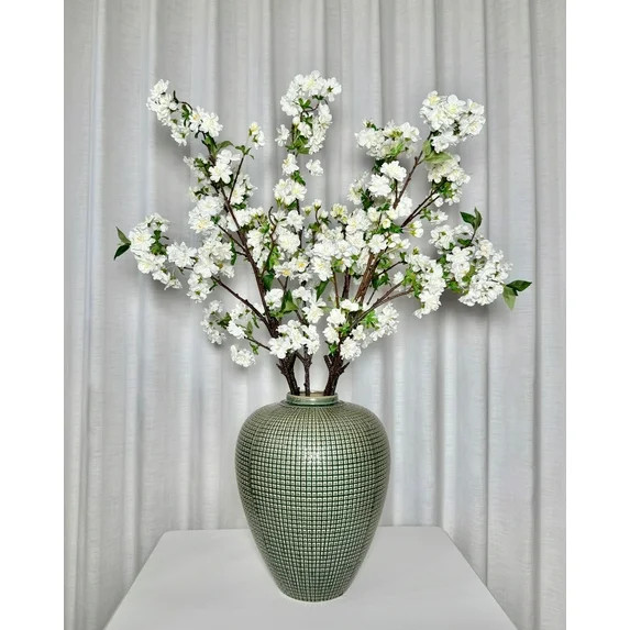 Camilla White Artificial Cherry Blossom Branch 33" Set of 3 | Realistic Faux Silk Stems for Weddi... | Walmart (US)