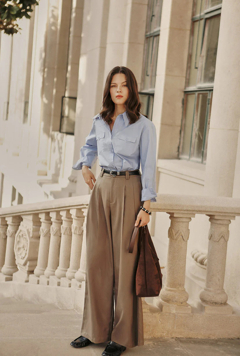 Coleen Cotton Shirt - Blue | Petite Studio NYC