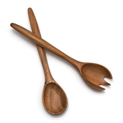 Lipper International Durable Acacia Oblong Wooden 12 Inch Salad Servers Utensils | Target