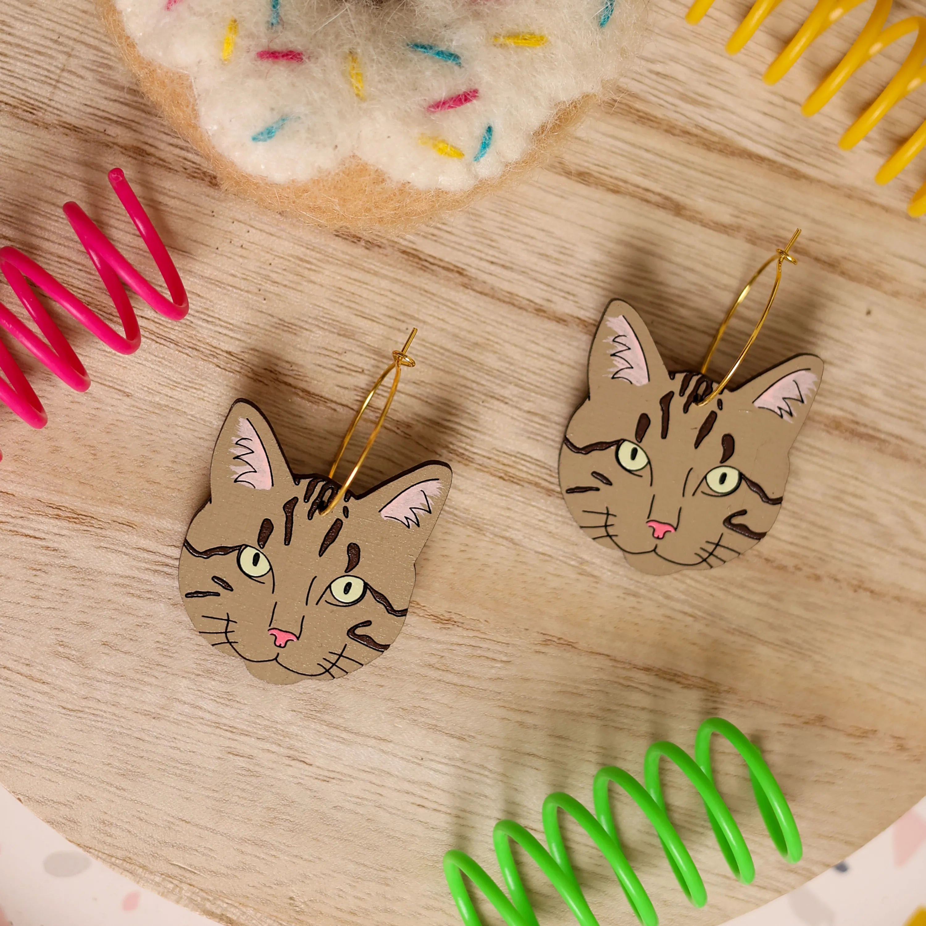 Grey Tabby Hoop Earrings | Le Chic Miami