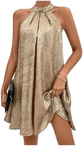 SOLY HUX Women's Halter Dress Sleeveless Tunic Flowy Short Summer Dresses | Amazon (US)