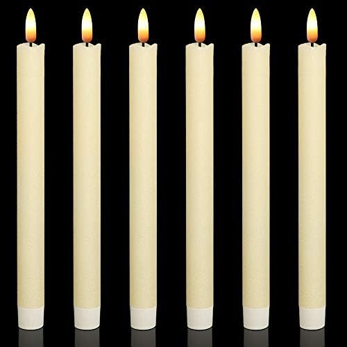 Wondise Ivory Flameless Taper Candles with Timer, 6 Pack Battery Operated LED Flickering 3D Flame... | Amazon (US)