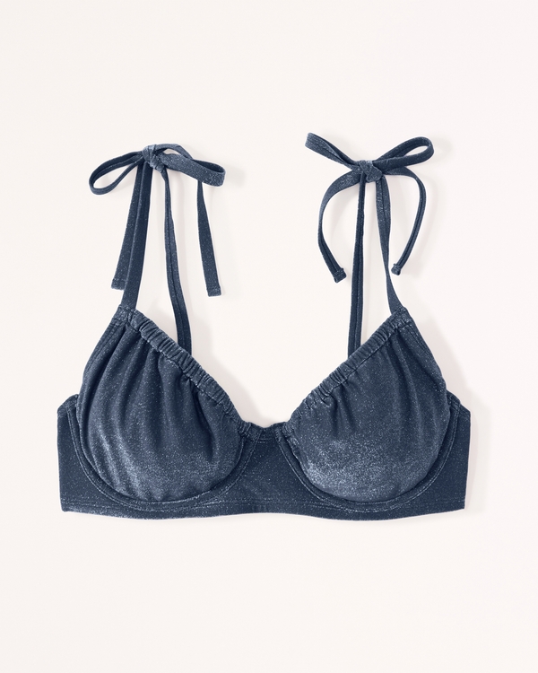 Curve Love Shimmer Tie-Strap Underwire Bikini Top | Abercrombie & Fitch (US)