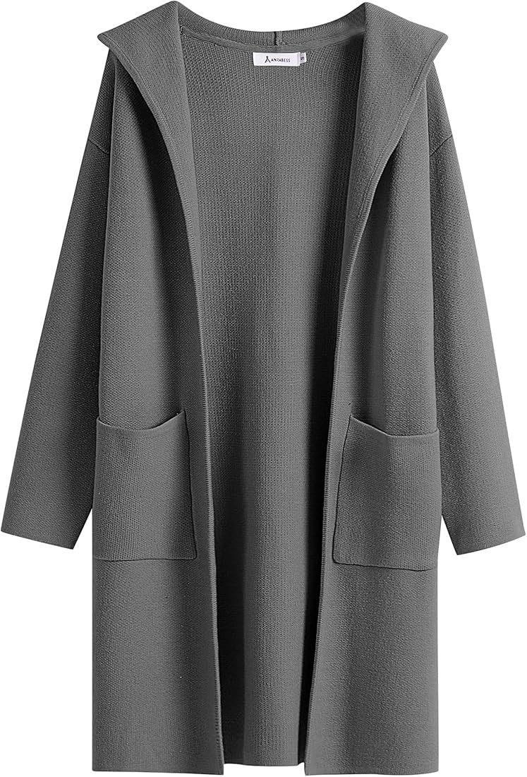 ANRABESS Cardigan for Women Open Front Oversized Hoodie Sweater Coat Casual Pockets Knit Coatigan... | Amazon (US)