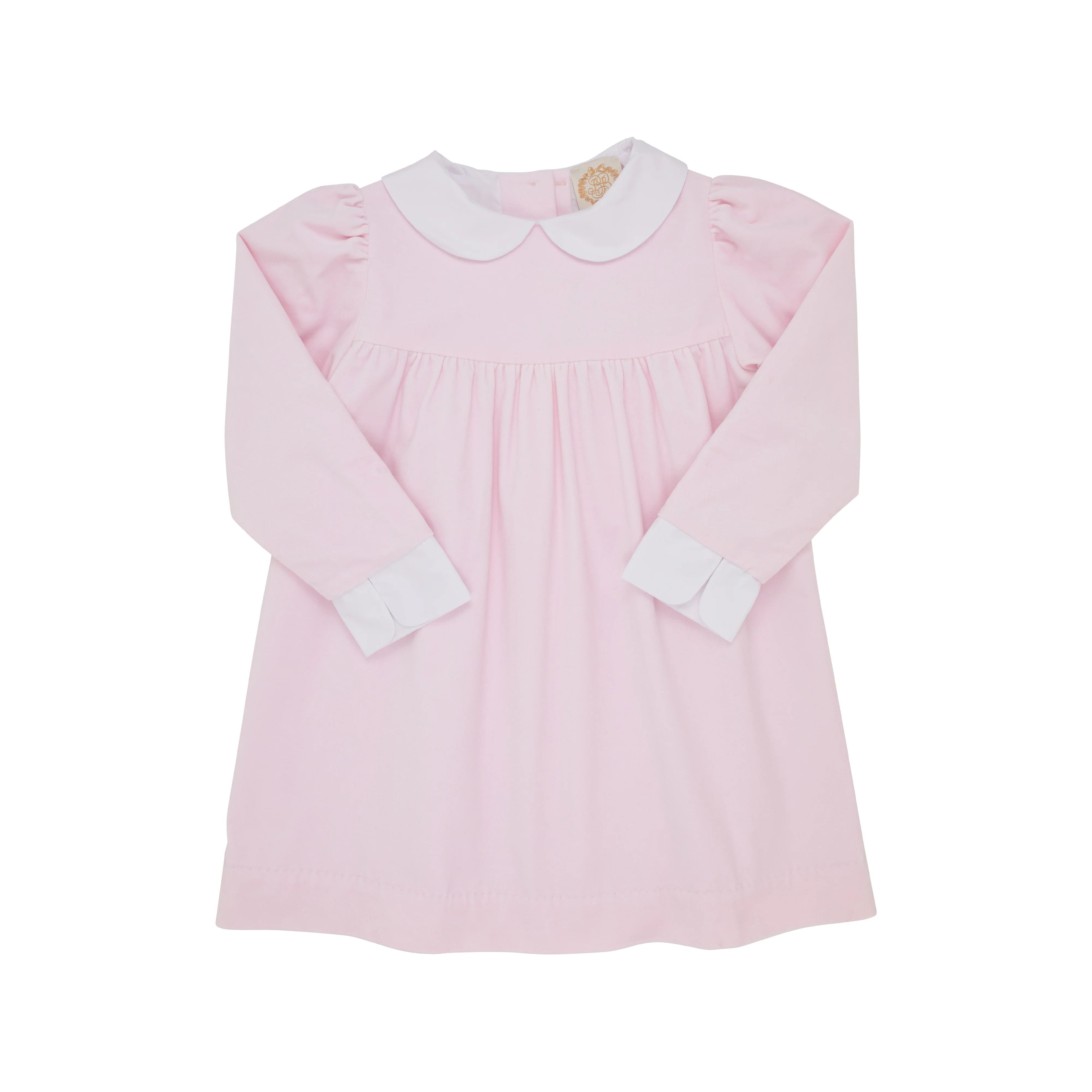 Patsy's Dinner Party Dress (Velveteen) - Palm Beach Pink with Worth Avenue White Collar | The Beaufort Bonnet Company