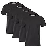 Hanes Ultimate Men's 4-Pack FreshIQ Slim Fit Crew T-Shirt, Black, Large | Amazon (US)