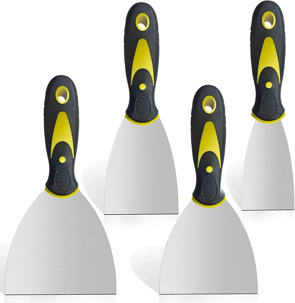 4 Pack Putty Knife Scraper, 2" 3" 4" 5" Putty Knife Set, Stainless Steel Putty Knife Scraper, Wal... | Amazon (US)