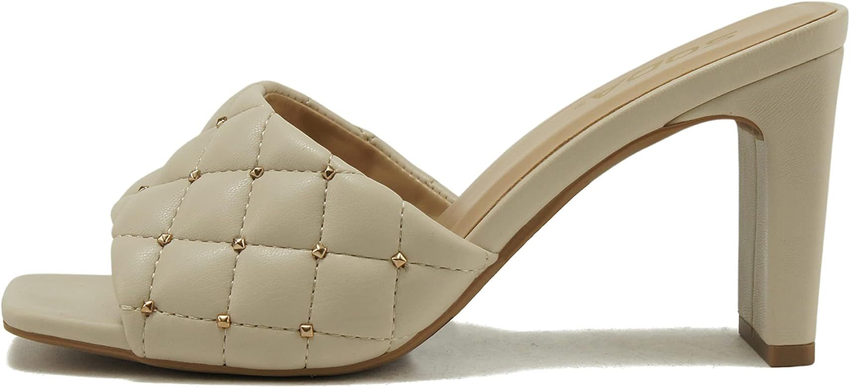 SODA JELLO ~ Women Slip On Diamond Quilted Stud Gem Jewel Fashion Flat Heel Sandal | Amazon (US)