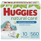Baby Wipes, Huggies Natural Care Refreshing Baby Diaper Wipes, Hypoallergenic, Scented, 10 Flip-T... | Amazon (US)