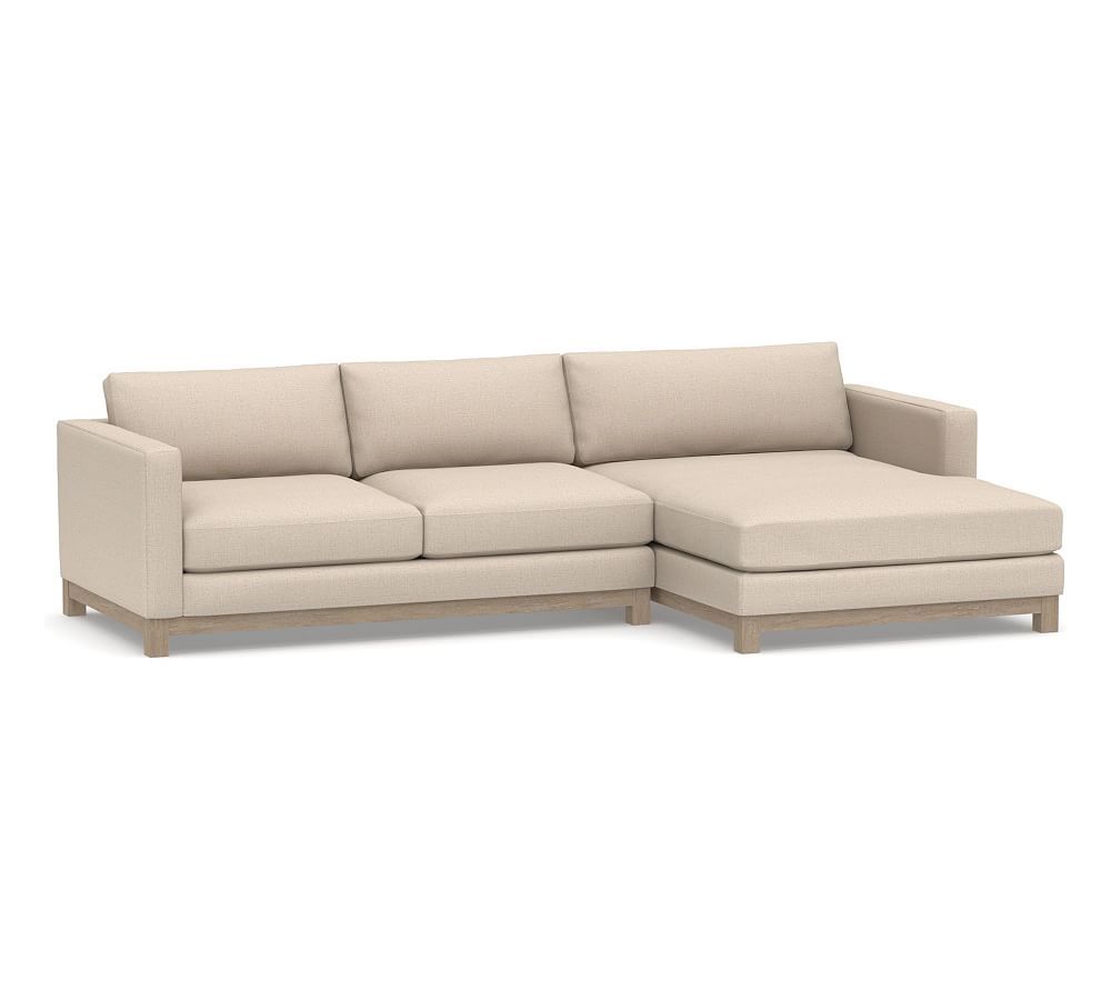 Jake Seadrift Wood Base Chaise Sectional | Pottery Barn (US)