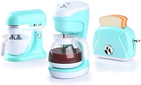 Play Toy Kitchen Sets, Kitchen Pretend Play Set - Toaster, Coffee Maker and Mixer with Realistic ... | Amazon (US)