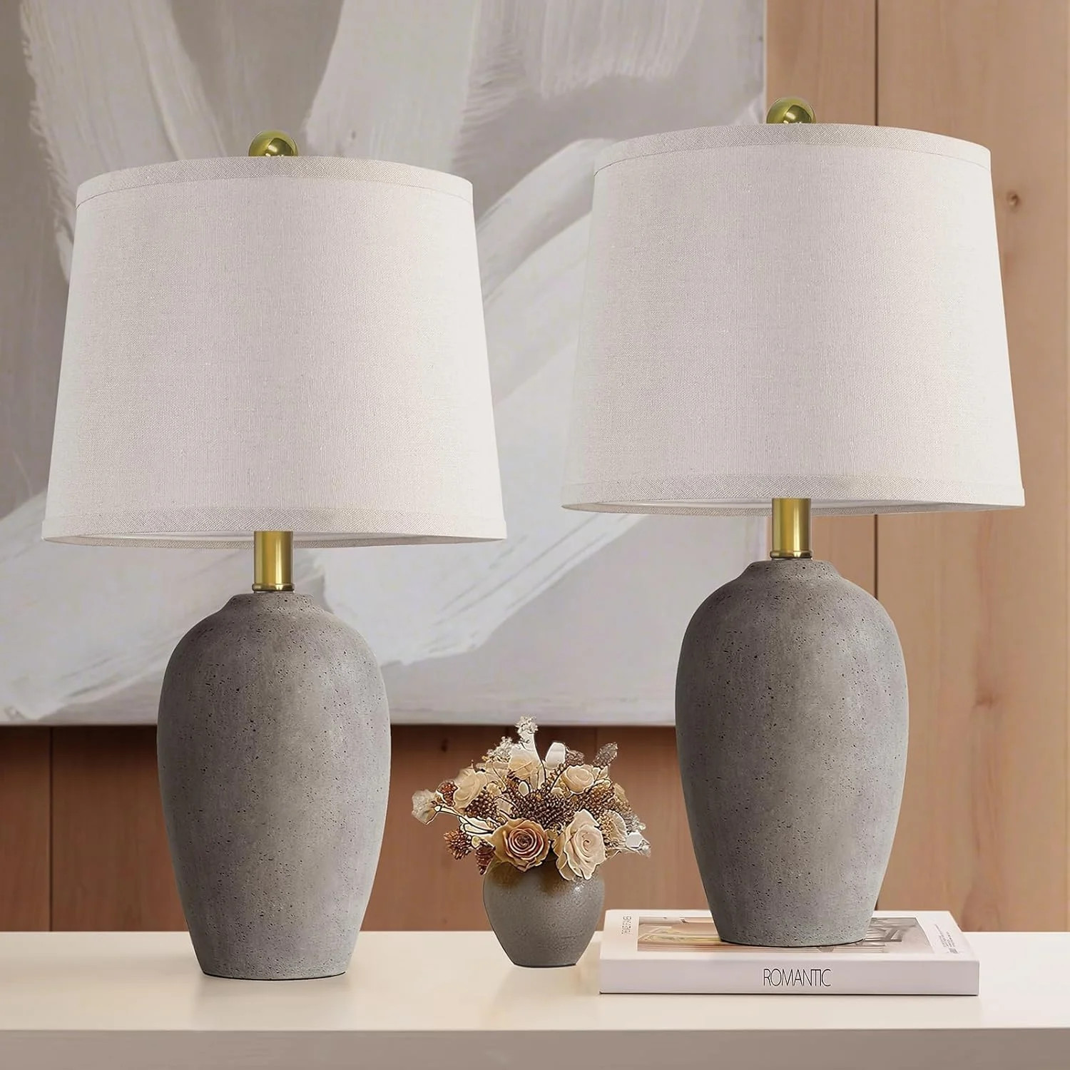21'' Set of 2 Farmhouse Ceramic Table Lamps for Living Room Bedroom, Nightstand Rustic Brown Desk... | Walmart (US)