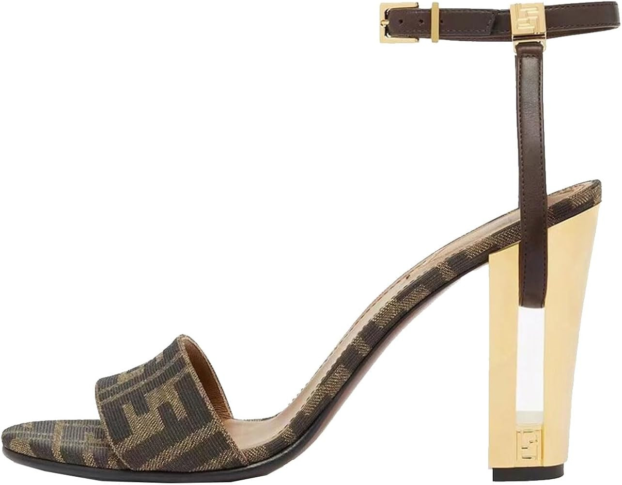 High Heels Women's Block Heel Open Round Toe Strappy Heeled Sandals Wedding Party Prom Pumps Shoe... | Amazon (US)