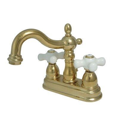 Kingston Brass  Vintage Polished Brass 2-handle 4-in centerset Mid-arc Bathroom Sink Faucet with... | Lowe's