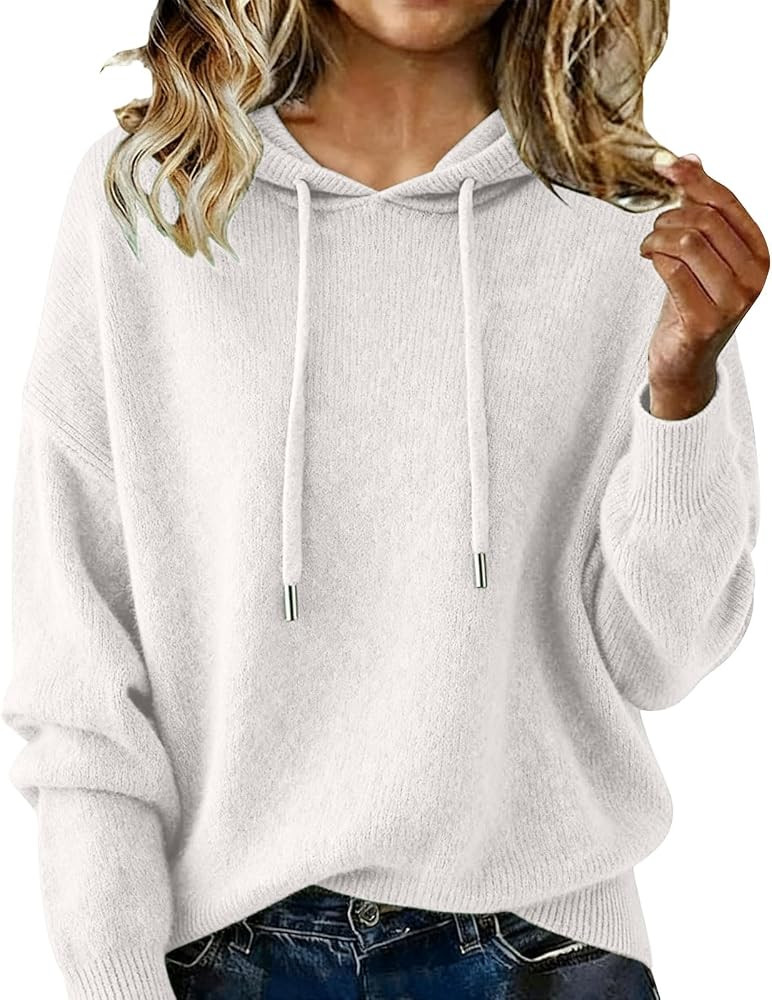 Women’s Cashmere-Blend Hoodie Sweater – Warm Wool Blend Knit Pullover | Amazon (US)