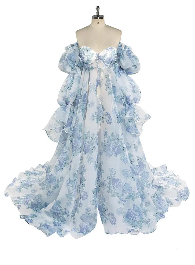 Blue Primrose | RENTAL DRESS | Maternity | Engagement | Photography | Floral | Corset Back | Puff... | Etsy (US)