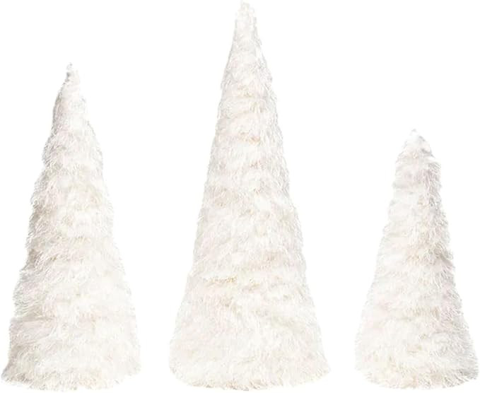 Collins Painting 12", 15", 18" White Yarn Fur Pine Tree Cone - Set of 3 - Pine Tree Christmas Dec... | Amazon (US)