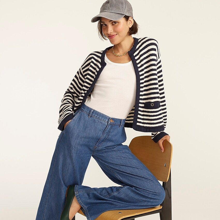 Open-front cardigan sweater in stripe | J.Crew US