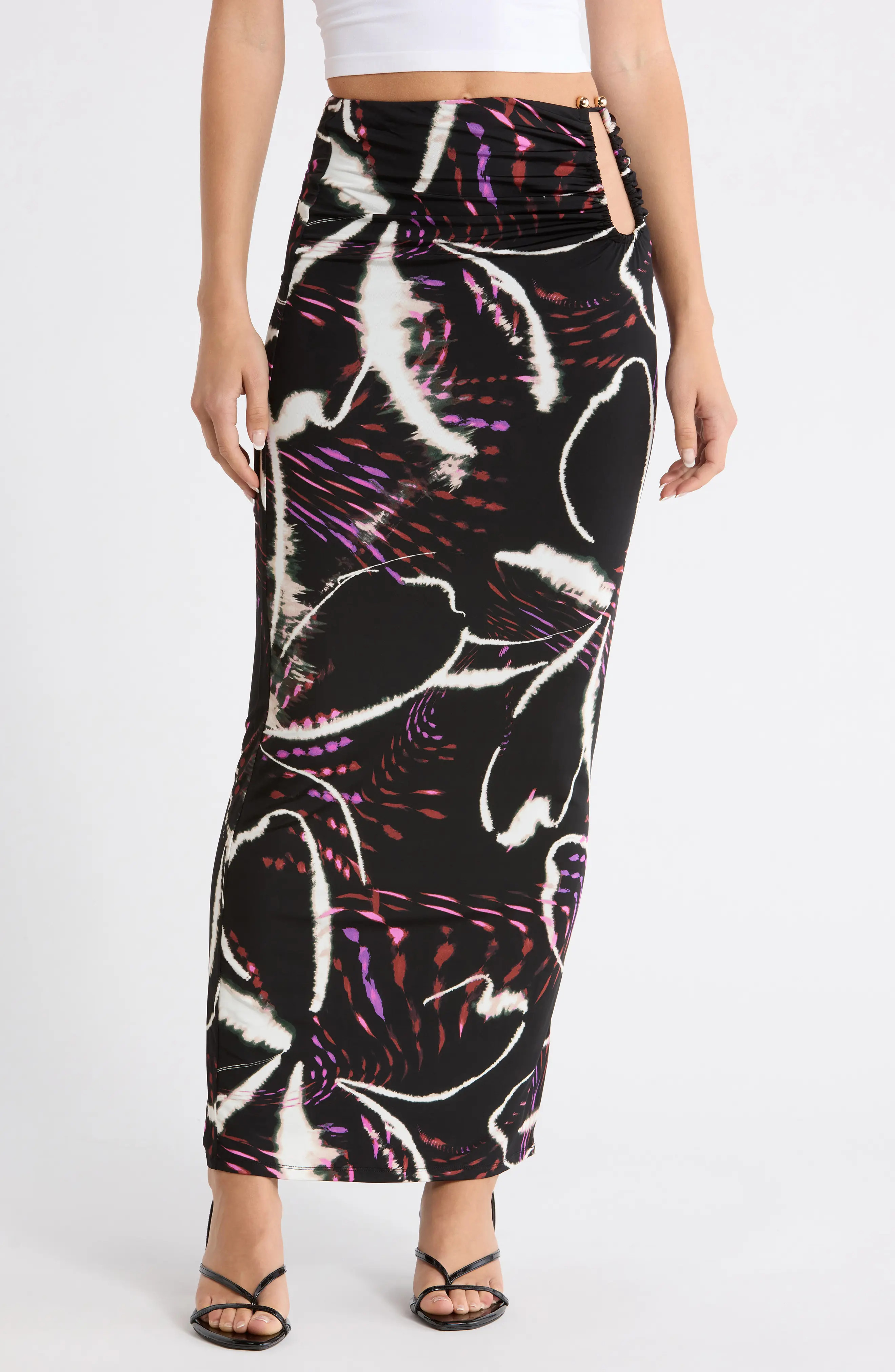 Aven Abstract Floral Print Maxi Skirt (Women) | Nordstrom | Nordstrom