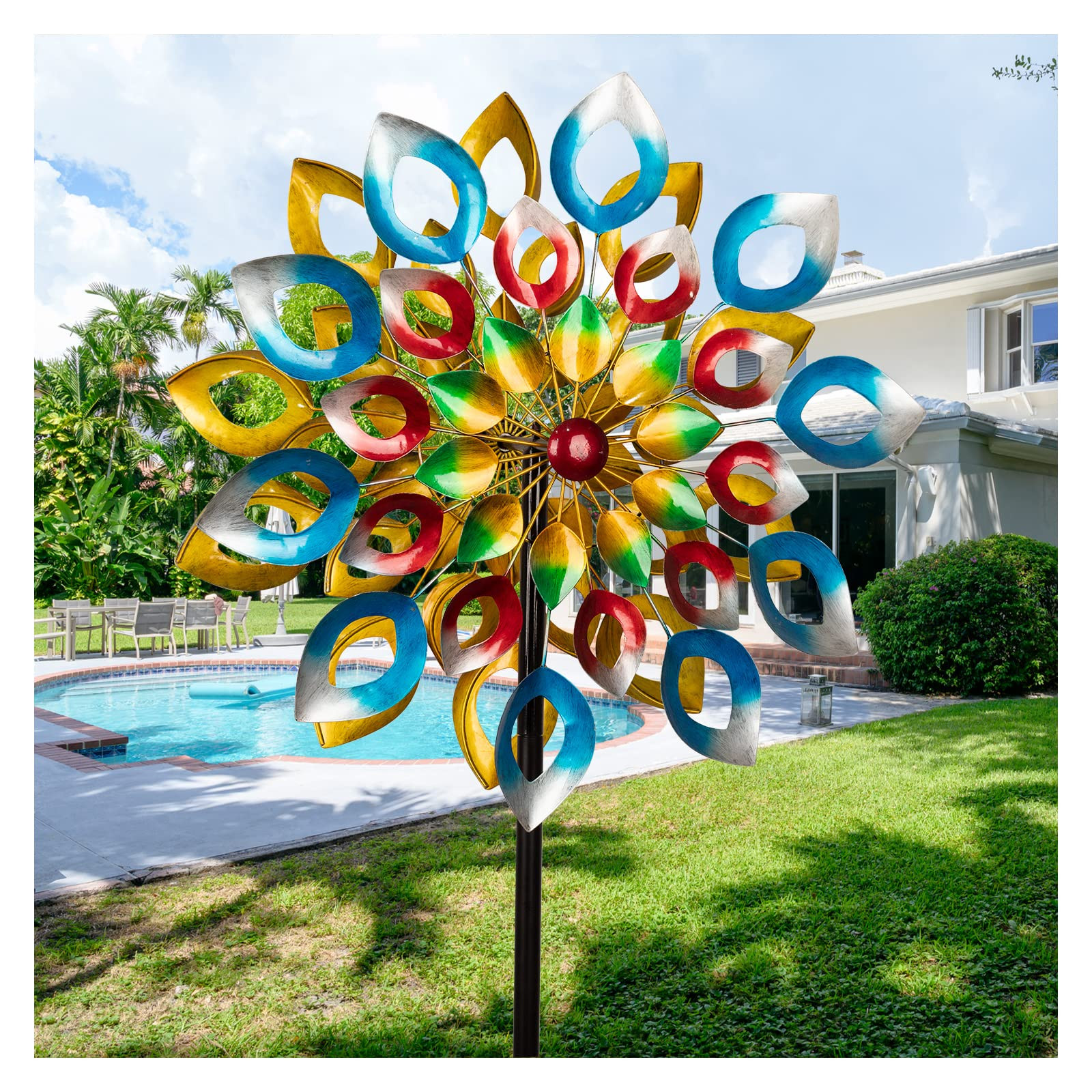 Yard Garden Wind Spinners with Stake - Large Outdoor Metal Wind Spinners, Lawn Yard Art Garden De... | Amazon (US)