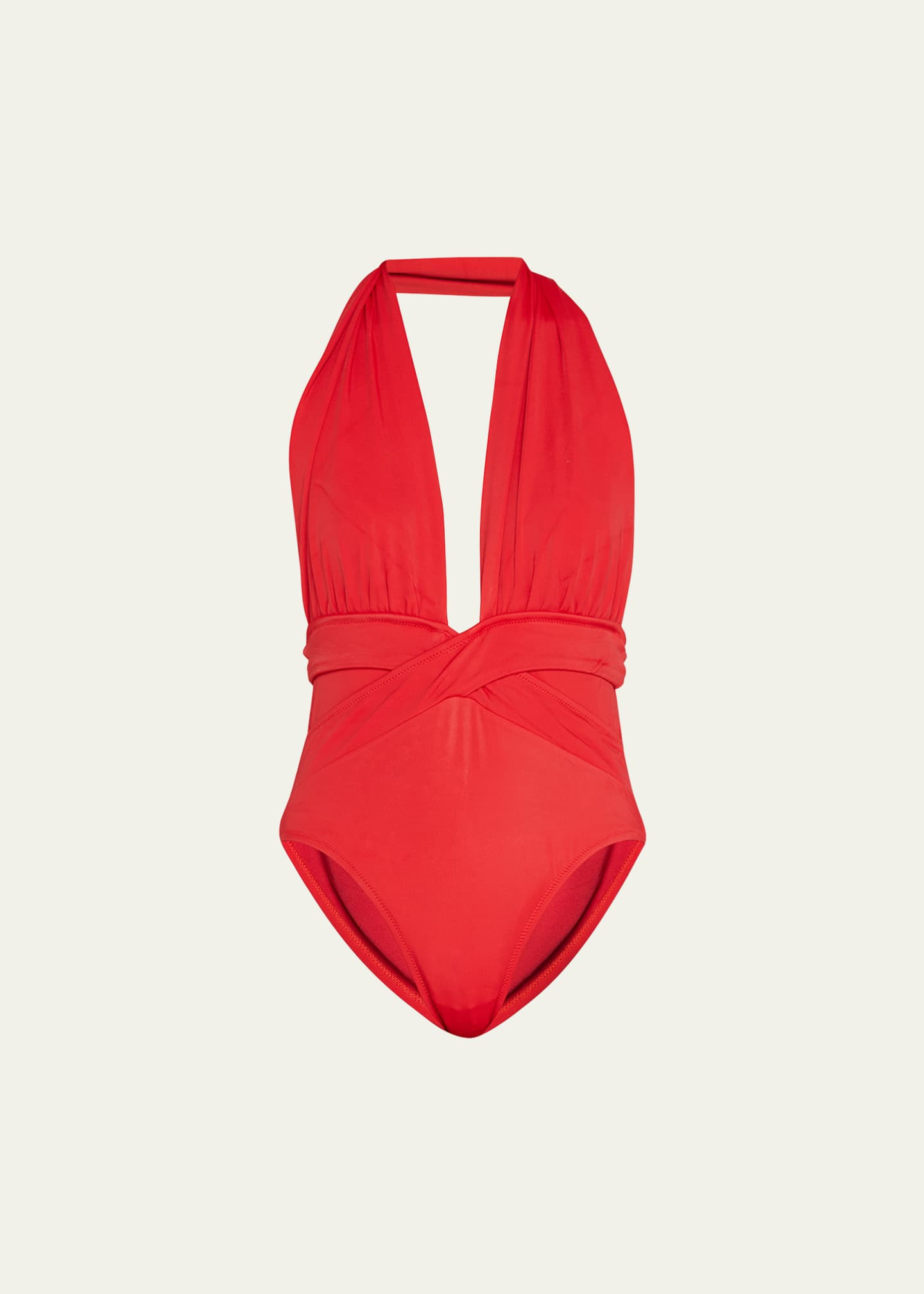 OYE Swimwear Roman Plunge-Neck One-Piece Swimsuit | Bergdorf Goodman